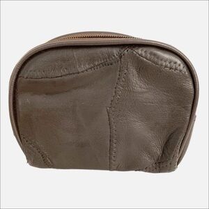 Vintage RN# 91181 Leather Patch Work Three Quarter Zip Fully Lined Pouch Bag 🤎